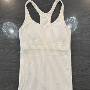 Lululemon White Ribbed Tank Top